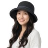 RUNQIU Women's Straw Hat with Chin Strap, Small Face Effect,