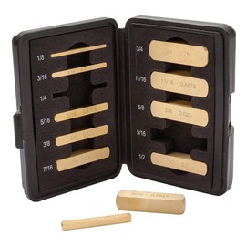 Rockler Setup Bars Woodworking (11 sizes) - Precision Brass Height Gauge Master Set with Case - Brass Bar Gauge Blocks from 1/8'' to 3/4'' in 1/16'' - Table Saw Accessories