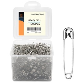 1000 Pack Safety Pins,1.5Inch/38mm Safety Pins Bulk,Safety Pin Size 2,Small Safety Pins with a Convenient Box,Safety Pins for Clothes Home Office