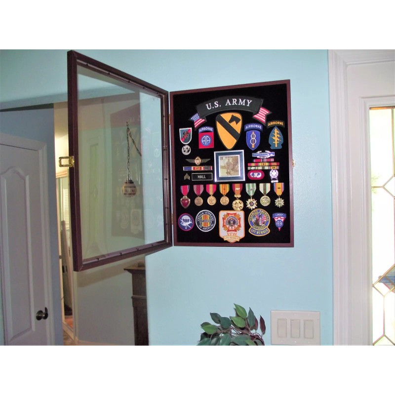 Wall Mount 17" X 22” X 2” Military Medals Patches