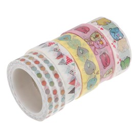 KONTONTY 5pcs Japanese Washi Paper Tapes Unique Clear Patterns Ideal for Notebook Decor Present Sets
