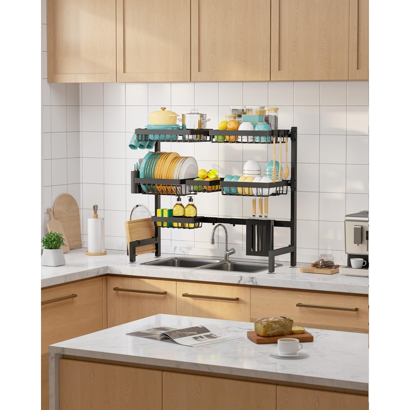 Sakugi Over The Sink Dish Drying Rack - Adjustable 3