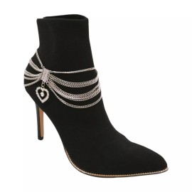 Unbranded Women Silver Metal Chain Boot Bracelet Shoe Anklet Heart Love Charm Decorative