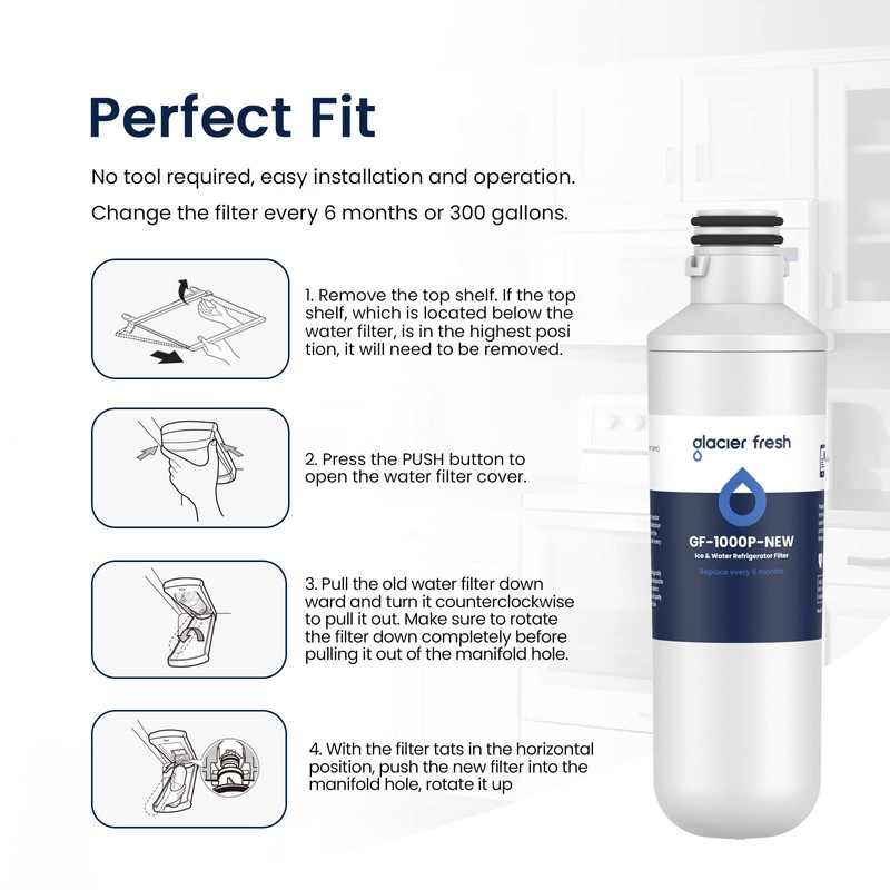 GLACIER FRESH LT1000PC Replacement Water Filter, Compatible with LT1000PC/PCS, LT1000PC,