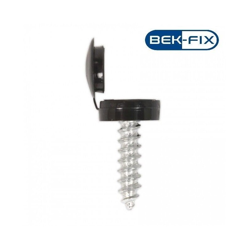 BEK-FIX® Number Plate Screws and Caps Fitting Kit, White Yellow