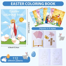 24 Pcs Easter Coloring Books Bulk Kids Religions Mini Color Booklets DIY Art Drawing Christian Bible Easter Party Favors Gifts for Boys Girls School Classroom Stuffer Activity Decorations
