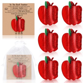 6 Pcs Red Apple Hair Clips Teacher Appreciation Gifts with Thank You Cards Cute Teacher Hair Claw Clips Barrettes for Thick and Thin Accessories