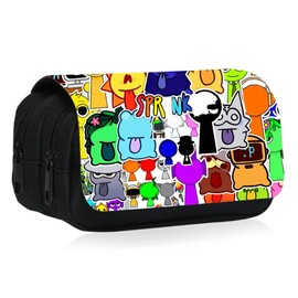 PLNVNVP SPR-unki Pencil Case, Anime Pencil Case, Zipper Bag, Pencil Case, Pens, 2 Compartments, Stationery Pouch, Pens Case for Students, Boys, black, Cartoon