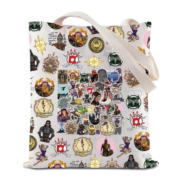 FEELMEM Scrolls Game Canvas Tote Bag Scrolls Role Playing Gamer