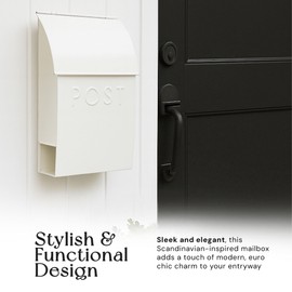 NACH Mailboxes for Outside Wall Mount, 15 x 10 x 4 inches, White Mailboxes for Outside, Waterproof Mailbox Wall Mount with Newspaper Holder - The Milano Mailbox
