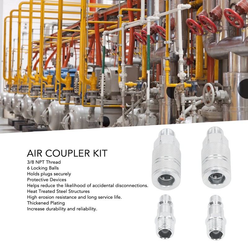 Air Hose Fittings 2 External Connection 2 External Plug 3/8