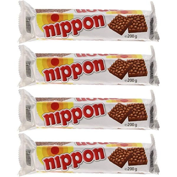 "nippon" Puffed Rice Snacks with Chocolate 200g / 7.05oz, pack of 4