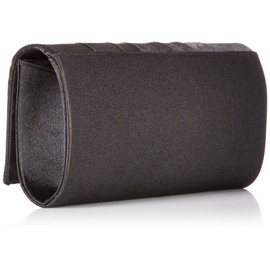 Damara Womens Satin Pleated Clutch Bag Wedding Bridal Prom Evening Handbag,Black(Size:L)