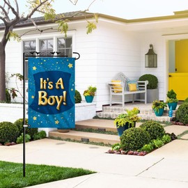 It's A Boy Garden Flag 12x18 Inch Double Sided Burlap Yard Flag - Baby Shower Birth Annoucment Gender Reveal Lawn Banner Welcome Home - Its a Boy Yard Sign for Indoor Outdoor Party Decoration