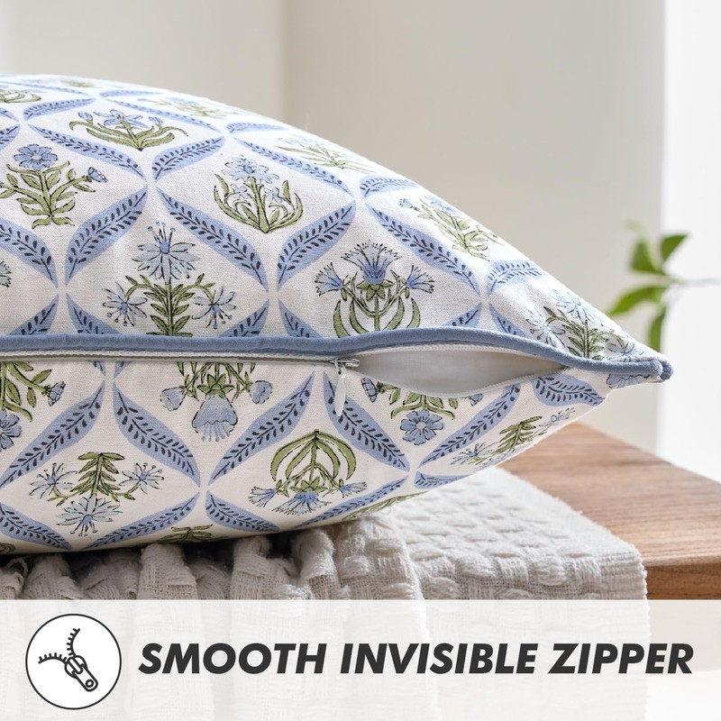 MIULEE Floral Cotton Throw Pillow Covers 18x18 Set of 2,