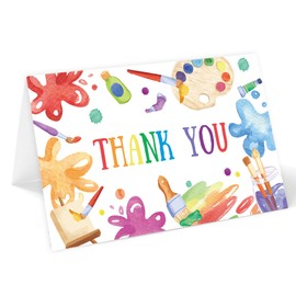 FYSUIMU 24 Pack Art Thank You Card Watercolor Pigment Note Cards with Envelopes Stickers Colorful Greeting Blank Cards for Birthday Baby Shower