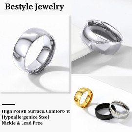 Bestyle Minimailist Simple Dome Band Rings for Mens Boys, Basic Hypoallergenic Stacking Ring for Womens, Comfort Fit Dainty Ring for Everyday Wear, Size 10