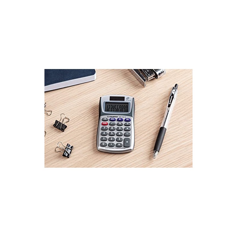 Osama METAL, 10 Digit Pocket Calculator with Rubberized Profile -