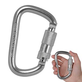 Auto Locking Carabiner 45KN=10000lbs Twist Lock Steel Heavy Duty Large Carabiner Clip for Rock Climbing,Gym,Camping,Rescue and Mountaineering(Silver)