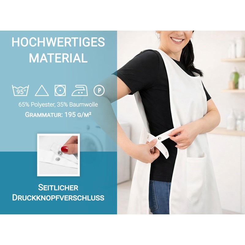 ZOLLNER Throw Apron – Durable Clothing Protector in White –