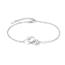Candyfancy Heart Bracelet for Women 925 Silver Heart Silver Bracelet Adjustable Bracelets Bracelet Gifts for Women Girls Girlfriend Mum, Sterling Silver, Cubic Zirconia