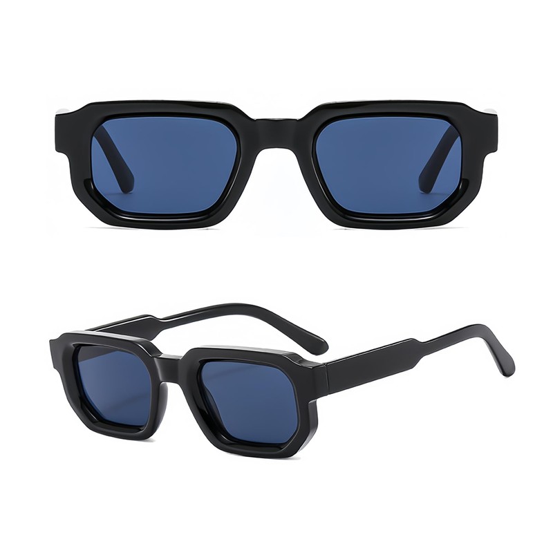RUNHUIS Vintage Rectangle Sunglasses Women Men Retro Small Square Chunky