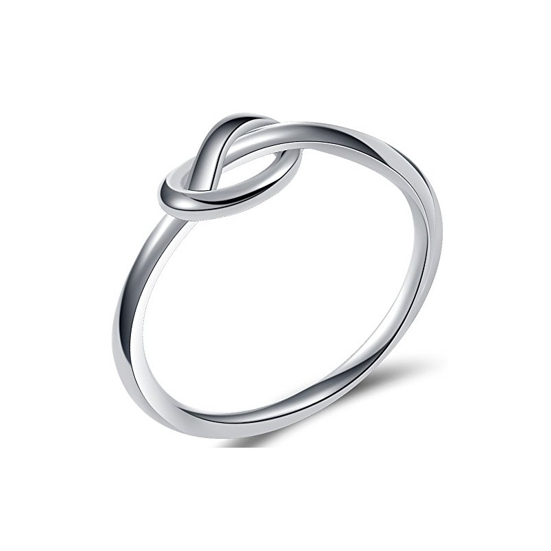 JUDE Durable Stainless Steel Silver Black Love Knot Ring Promise