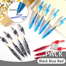 10 Pack Pens, Black Pens, Quick-Drying Gel Pens, Write Smoothly Pens Black Ink, Gel Pens for Writing, Rollerball Pen, Black Pens Ballpoint for School College Work Home Office (Multicolor, 0.5mm)