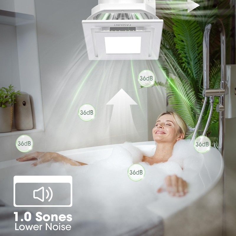 FASDUNT 120 CFM Bathroom Exhaust Fan with Light, Ceiling Ventilation