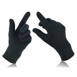 Swift Wear Thin Silk Liner Inner Gloves Bike Motorcycle Skiing Cycling Walking Winter Thermal Gloves (XL, Black)