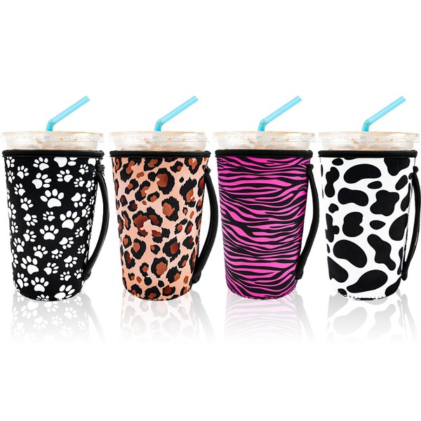 4 Pack Iced Coffee Sleeve,reusable Neoprene Cup Sleeves Suitable For