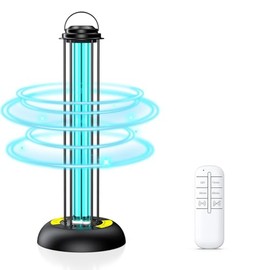 UV Light Sanitizer, 100W Ultraviolet Lamp with Remote Control for Bed Bugs and Dust Mites, Home Disinfection Device UV Lamp with Motion Sensor,3 Speed Timings for Home, Room & Kitchen