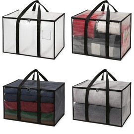 Veradome Heavy Duty Clear Tote Bag for Storage & Organization – Extra Large, Durable Zippered Storage Bin with Reinforced Handles – for Home, Travel & Garage Use (X-Large, 4.0, Count)