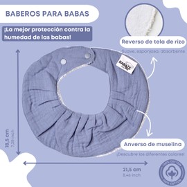 BABATÉ Kids - Pack of drool bibs baby, muslin neckerchief baby, triangular scarf baby, muslin bib baby, cotton bandanas baby, baby bib for newborns, Blue Pack