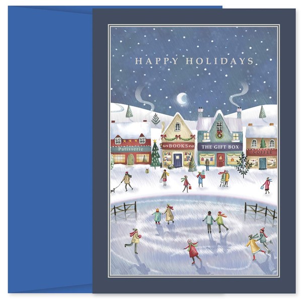Masterpiece Studios Holiday Collection 18-Count Boxed Christmas Cards With Envelopes, 7.8" x 5.6", Holiday Village