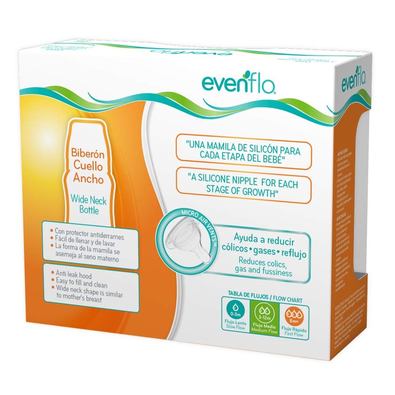Evenflo, Biberón Forest Anticólicos Cuello Ancho, Niña, Color Rosa, Flujo