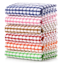 LAZI Kitchen Dish Towels, 16 Inch x 25 Inch Bulk Cotton Kitchen Towels, 6 Pack Dish Cloths for Dish Rags for Drying Dishes Clothes and Dish Towels