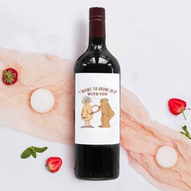 Funny Anniversary's Day Wine Label,I Want to Grow Old with You Wine Label,Anniversarys Day Gift for Her Him