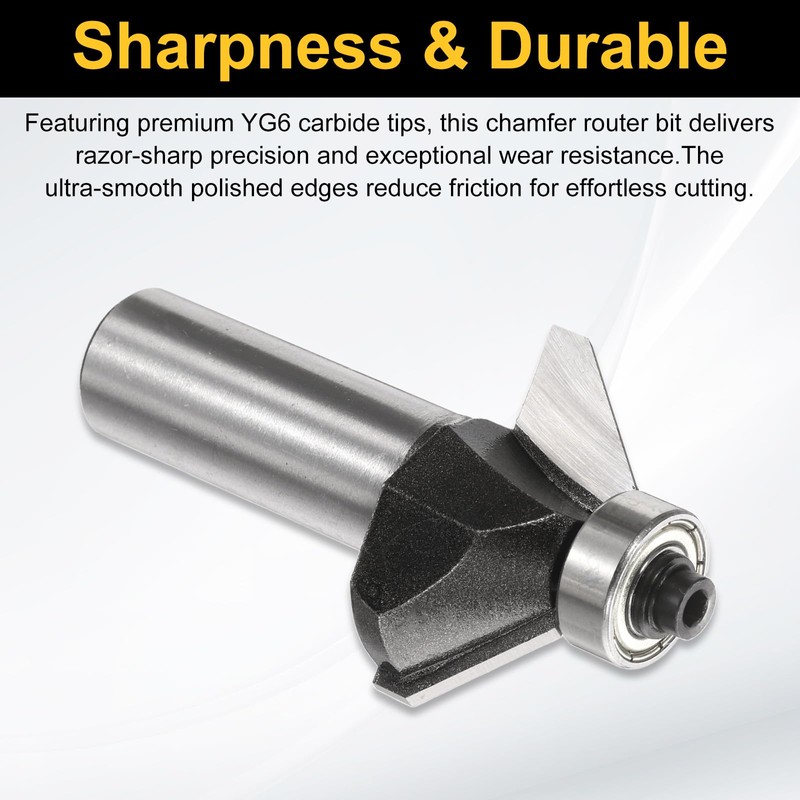 sourcing map 2pcs 45 Degree Chamfer Router Bit 1/2 Inch
