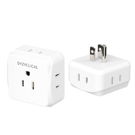 DYZYCLICAL Multi Plug Wall Outlet 2 Pack, 5 Outlets Plug Adapter,Outlet Splitter Cruise Ship Essentials, Wall Outlet Extender for Travel, Home, Office, Dorm, Cruise Ship, White