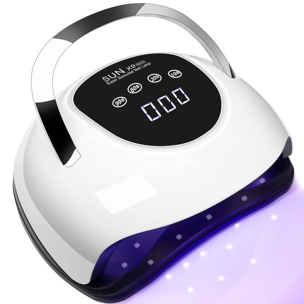 UV LED Nail Lamp, 220W Professional Faster UV Nail Dryer with 4 Timers, Touch Screen, Automatic Sensor, Portable Handle Nail Art Light Tools for Curing Gel Nail Polish(White)