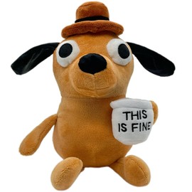 Tavashome This is Fine Dog Plush, 11" inches Sized, Funny Coffee Drinking Dog Stuffed Animal Action Figures Soft Dolls Meme Plushies, Xmas Birthday Party Graduation Humor Gag Hilarious Ideal Gifts