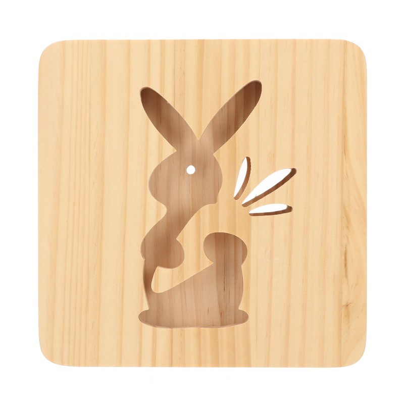 Wooden Carving Night Light Rabbit Shape Soft Light Eye Protection