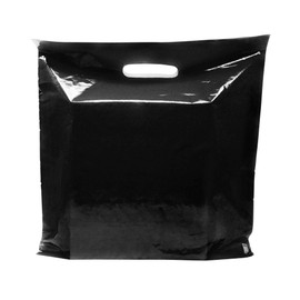 50 Pack Extra Large Black Merchandise Bags 26" x 26" x 3 mil Thick - Glossy Plastic Perfect for Retail with Die Cut Handles - Ideal for Shopping, Large Packages, Toys - 100% Recyclable