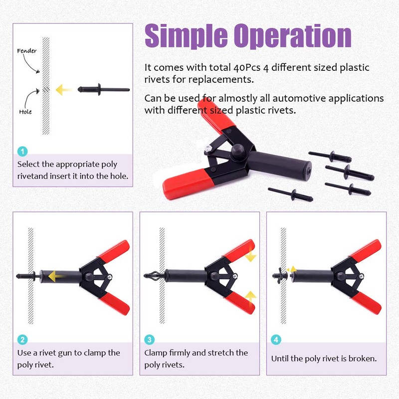 Swpeet 41Pcs Poly Rivet Gun Set with 1Pcs Rivet Removal