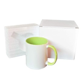 11 Oz Sublimation Blank Mugs With Color Inside and Handle-Cardboard Box with Foam Supports, Case of 18 Pieces