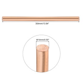 MECCANIXITY 1 Pack Pure Copper Round Rod 14mm/0.55 Inch Diameter 354mm/13.94 Inch Length Solid Copper Rod Lathe Bar Stock for DIY Metal Craft Metal Working Hobbies