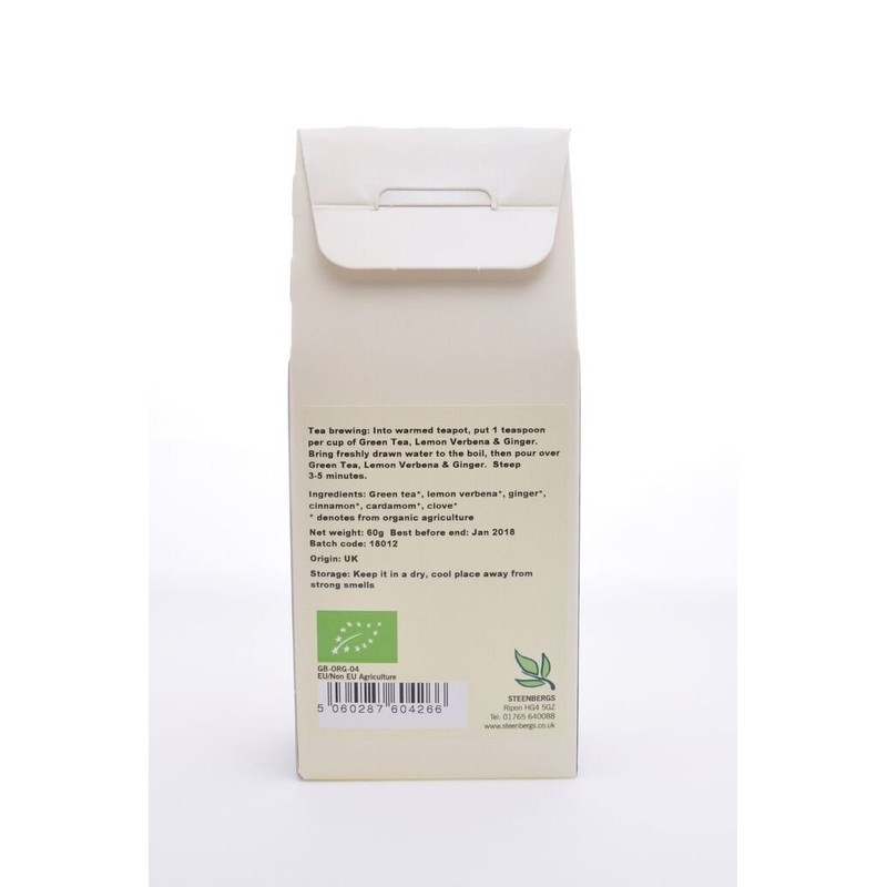 Steenbergs Organic Green Tea with Lemon Verbena and Ginger (Loose