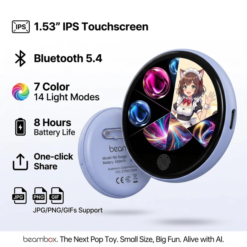 Beambox New Multifunctional AI for Electronic Badge with IPS Display