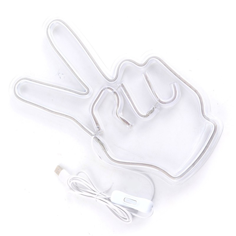 Neon Sign Light Innovative Victory Gesture Decorative Lamp USB Powered
